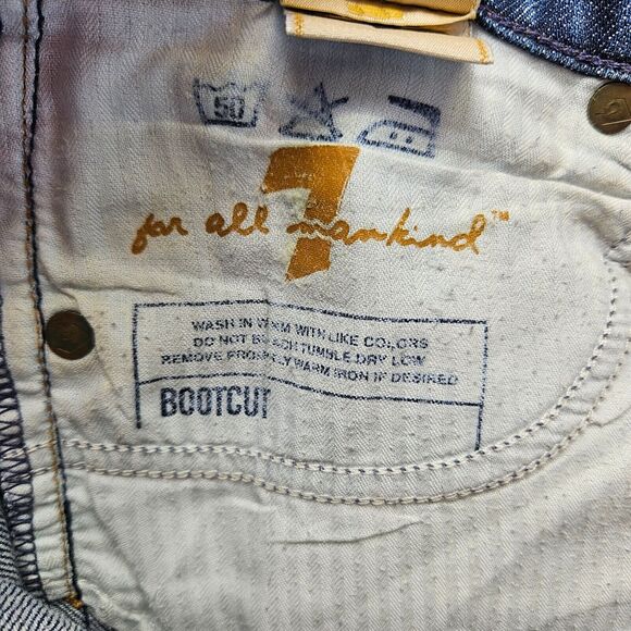 7 For All Mankid‎ Jeans Womens Size 28 Blue Denim Bootcut Low Rise - Picture 6 of 14